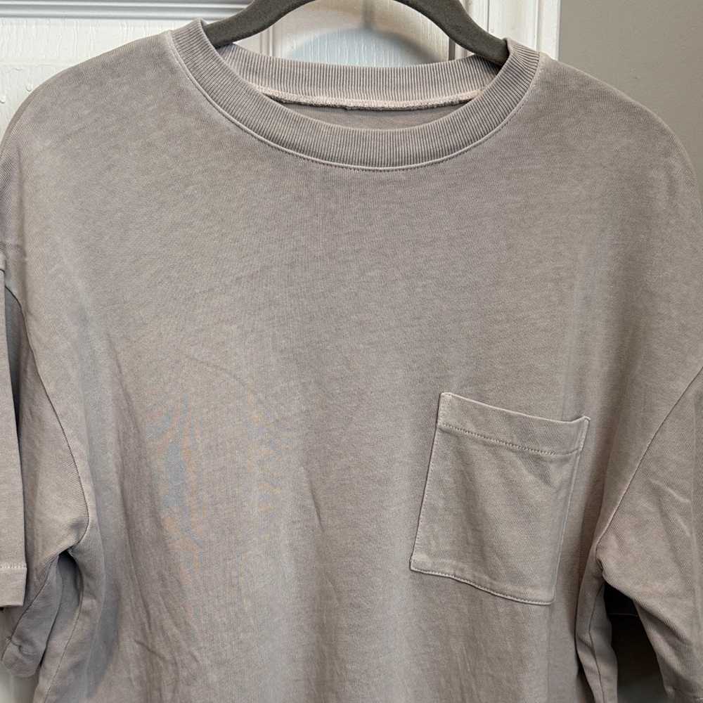 Women’s Madewell Oversized Boyfriend One-Pocket Greige T-Shirt Size XXS